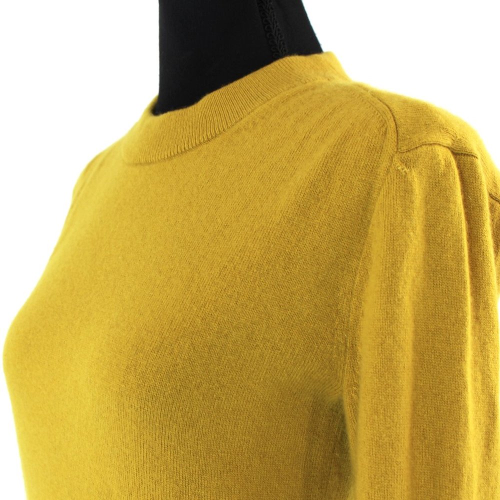 Everlane Cashmere Golden Yellow Crewneck Sweater Small Rib Knit Pullover S - Picture 3 of 7
